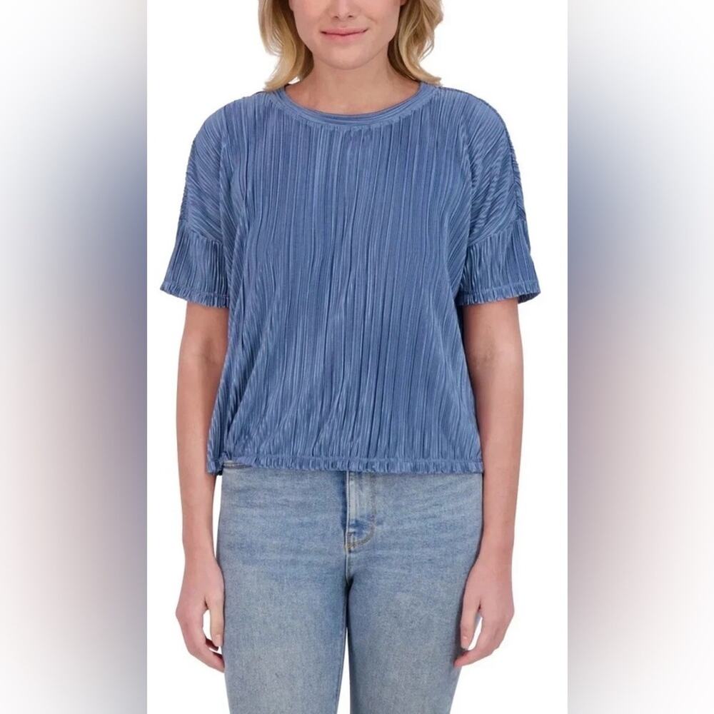 NWT Andrew Marc Blue Textured Women's Blouse M